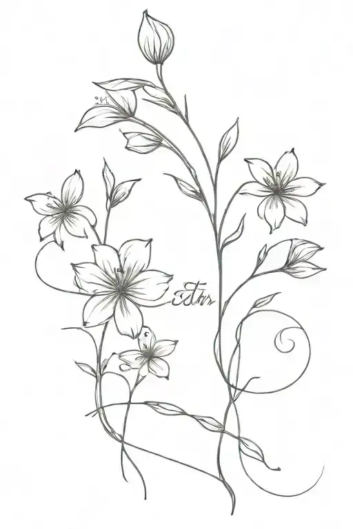 dainty flowers with the words let them in caligraphy going down the stem    tattoo design idea