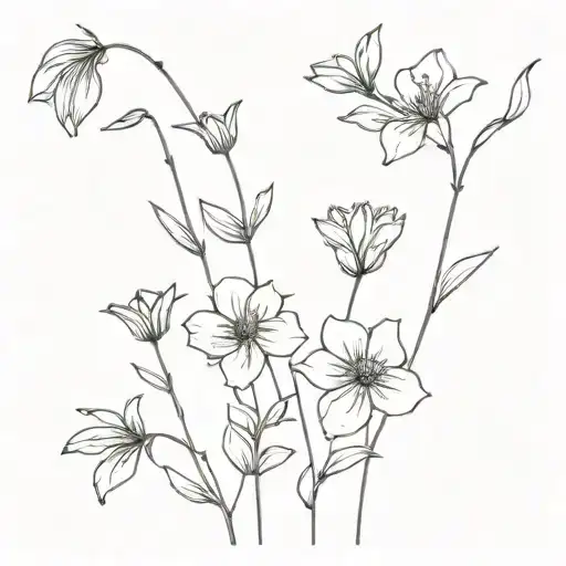 dainty flowers with let them going down the stem   tattoo design idea
