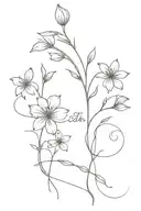 dainty flowers with the words let them in caligraphy going down the stem    tattoo design idea