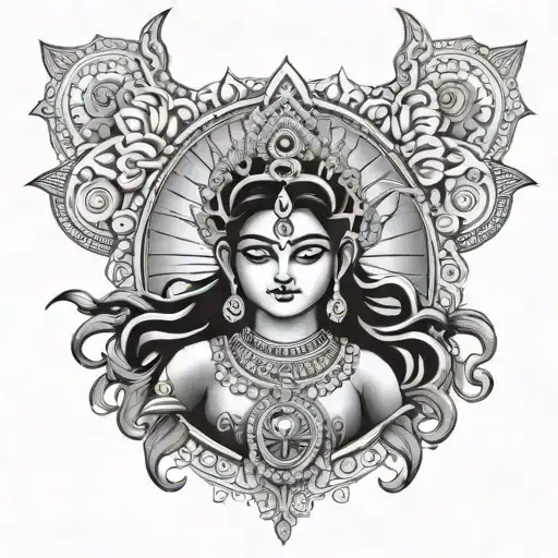 durga mata tattoo design idea