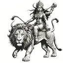 durga mata ganesh riding lion tattoo design idea