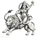 durga mata ganesh riding lion tattoo design idea