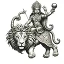 durga mata ganesh riding lion tattoo design idea