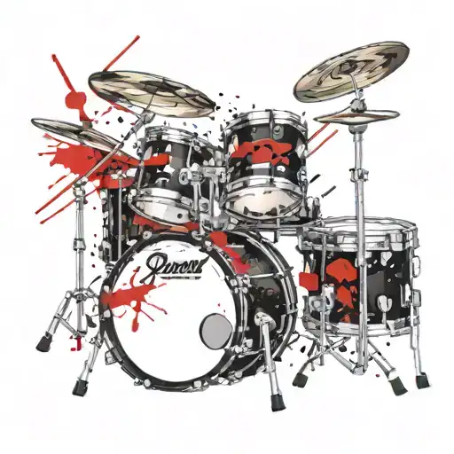 drums mixed tattoo design idea