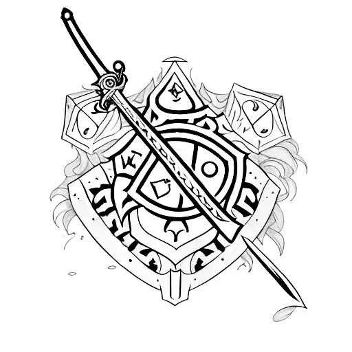 sword made of dnd dice tattoo design idea