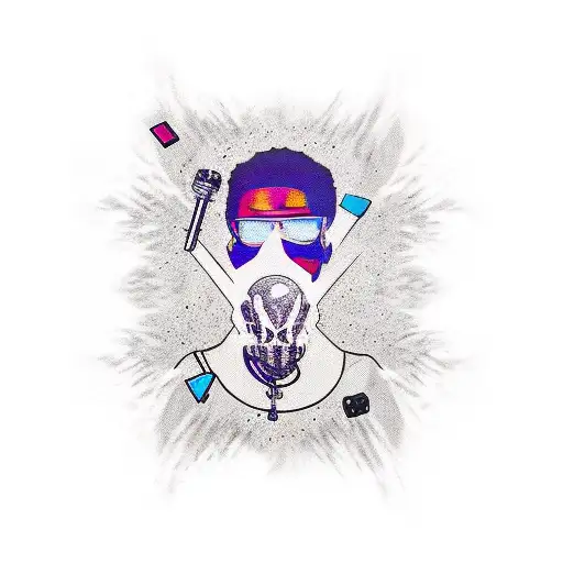 90s hip hop mixed with 90s famous movies tattoo design idea