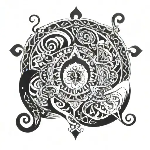 An infinite loop design incorporating Sanskrit symbols tattoo design idea