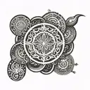 An infinite loop design incorporating Sanskrit symbols tattoo design idea