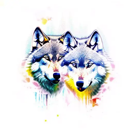 two wolves fighting  tattoo design idea