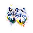 two wolves fighting  tattoo design idea