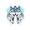 two wolves fighting  tattoo design idea