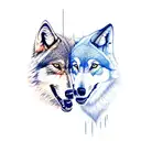 two wolves fighting  tattoo design idea
