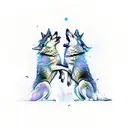 two wolves fighting  tattoo design idea