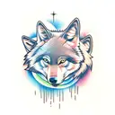 two wolves fighting  tattoo design idea
