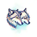 two wolves fighting  tattoo design idea