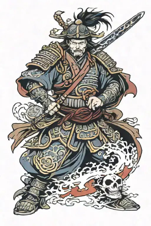 Anime, Samurai, Gear, Power, might, Lonely suffering tattoo design idea