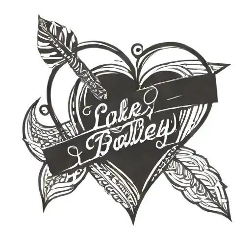 heart with bandages wrapped around and the names Bailey , Luke and Silas tattoo design idea