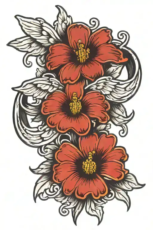 Caduceus Symbol daisy lily tattoo design idea