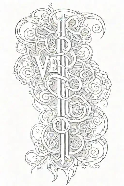 'veridis quo' text written vertically tattoo design idea