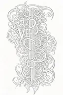 'veridis quo' text written vertically tattoo design idea