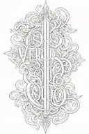 'veridis quo' text written vertically tattoo design idea