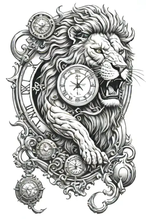 time, lion inside a spartan tattoo design idea