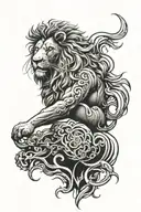 time, lion, warrior tattoo design idea