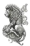 time, lion, warrior tattoo design idea