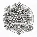 ayahuasca flowers and vines with pyramid and eye inside tattoo design idea