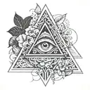 ayahuasca flowers and vines with pyramid and eye inside tattoo design idea