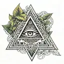 ayahuasca flowers and vines with pyramid and eye inside tattoo design idea
