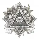 ayahuasca flowers and vines with pyramid and eye inside tattoo design idea