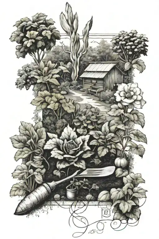 vegetable garden with soil attatched tattoo design idea