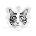 black and white cat mixing with smoke tattoo design idea