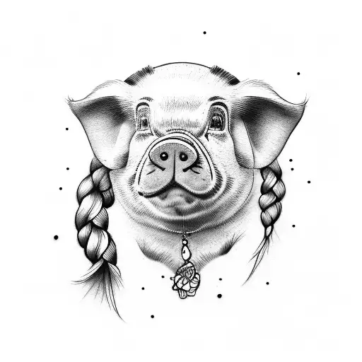 barbell girl pigtails tattoo design idea