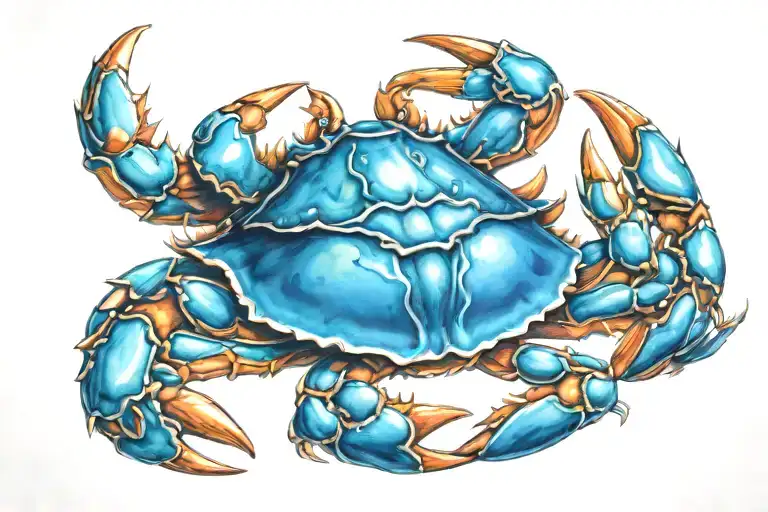 .blue crab swimming sideways  tattoo design idea