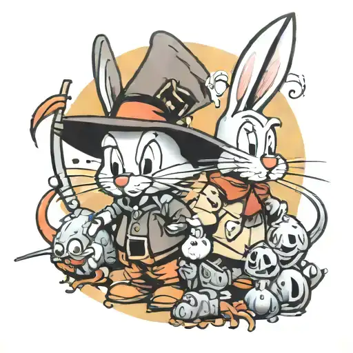 elmer fudd and dead bugs bunny tattoo design idea