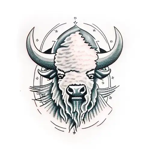 Bison christian cross tattoo design idea