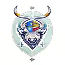 Bison christian cross tattoo design idea