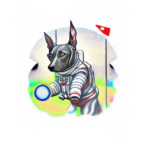 fool tarot card astronaut dobermann tattoo design idea