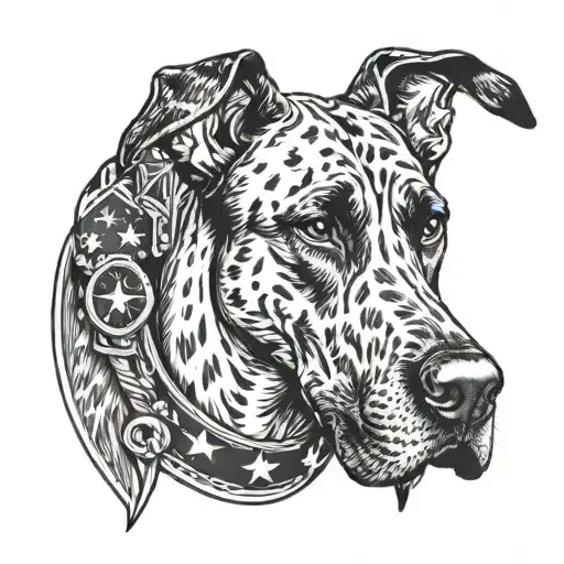A portrait of a Great Dane wearing a Marine corps uniform tattoo design idea