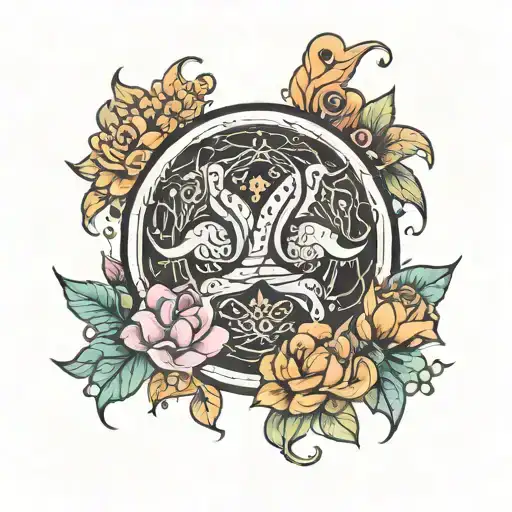 cancer and virgo zodiac sign tattoo design idea