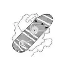 tenerife island map from sky with palm tree, flip flop and surfboard tattoo design idea