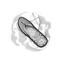 tenerife island map from sky with palm tree, flip flop and surfboard tattoo design idea