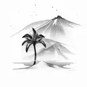 tenerife island with palm tree and the Teide mountain tattoo design idea