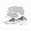 tenerife island with palm tree and the Teide mountain tattoo design idea
