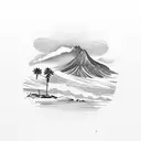 tenerife island with palm tree and the Teide mountain tattoo design idea