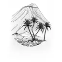 tenerife island map with palm tree and the Teide mountain tattoo design idea