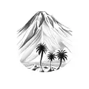 tenerife island map with palm tree and the Teide mountain tattoo design idea