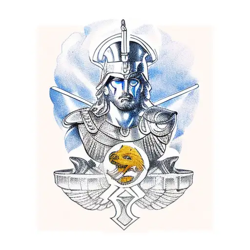 war between ares and athena tattoo design idea